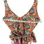 Basta Surf One Piece Swimsuit Womens 12 Red Orange Paisley Plunge Tie Boho NEW Photo 6