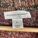 Christopher & Banks Red Brown Tan Patterned Open Front Cardigan Sweater Womens XL Grandpa Cozy Photo 5