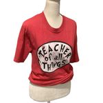 Port and Company Red 'Teacher of All Things' Short Sleeve Tee Size S Photo 4