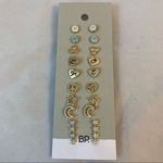 BP . Earrings Set 9 Pair Love Heart Stars Moon Peace Gold Studs Casual Trendy Photo 5