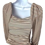 Maje NWOT  Take Square Neck Ruched Stripe Top Navy Pink Academia Fairy 1/US 4 Photo 6