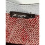 J. McLaughlin Fontaine Long Cardigan Large Red Gold Metallic Jacquard Holiday Photo 7