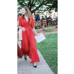 Reformation Winslow dress red orange flutter sleeve semi sheer wrap size M Photo 1