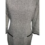 Calvin Klein Gray Tweed Wool Blend Dress 4 Faux Leather Trim Long Sleeve Photo 1