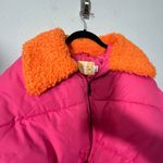 Urban Outfitters NEW UO Duckie Faux Shearling Collar Puffer Jacket Pink Soft Girl Barbiecore Lg Photo 5