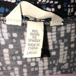 Soma  Dress Size Large Faux Wrap Top Black White Blue Long Sleeve Geometric Print Photo 10