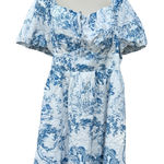 SheIn  Mod 2XL Curve‎ Blue White Puff Sleeve Above Knee Front Tie Boho Sundress Photo 0