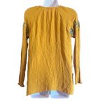 Charming Charlie Womens Small Yellow Turquoise Floral Embroidered Boho Blouse Photo 1