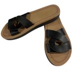 Bamboo  Upraise 70 Sandal Women 7.5 Black Tan Faux Leather Slip on Comfort Travel Photo 0