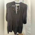 Topshop NWT Women's 3/4 Sleeve Embroidered Smock Dress Black Floral Sz 12 Photo 2