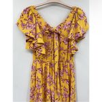 Sachin + Babi Yellow Flutter Sleeve Floral Print Maxi Dress Size 8 Photo 5