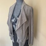 Alfani Faux Suede Waterfall Drape Blazer Like New Gray Photo 3