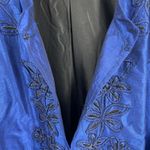 Ulla Popken Blue Embroidered Relaxed Fit Jacket Blouse Top Plus Size 32/34 New Photo 2