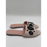 J.Crew  Embroidered‎ Slides Sandals Slip On Flats Neutral Black Floral Size Photo 2