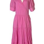 RHODE Gina Tiered Cotton Midi Wrap Dress In Pink XS Photo 0