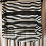 Soprano  Black and Grey Stripe Short Sleeve Blouse Size Medium Photo 7