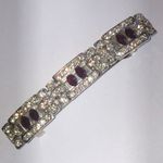 Elegant Vintage Silver Tone and Red Crystal Hair Clip Photo 0