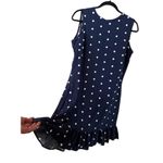 Navy Blue and White Polka Dot Dress with Ruffle Hem Size M Photo 4