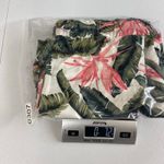 Loft women's tropical leaf print pull on stretch linen blend ruffle shorts large Photo 7