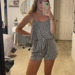 Caution to the Wind Black And White Striped Romper Photo 0