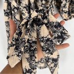 LC Lauren Conrad  Womens Size L Black‎ Floral Ruffle Chiffon Collared Shirt Dress Photo 6