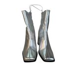 Gianni Bini Metallic Silver Block Heel Boots Size 8.5 NWT Futuristic Ankle Boots Photo 1