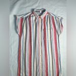 Old Navy Medium Linen Blend Cute White Stripe Beach MIDI Dress Wispy Linen Blend Photo 4