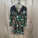 Anthropologie By  Lacy V-Neck Mini Dress Floral Black Long Sleeve Size 2 Photo 2