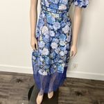 Rachel Parcell [] Blue Floral Puff Sleeve Lace Trim Spring Midi Dress NWT Size 8 Photo 9