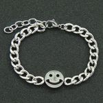 Smiley Face Charm Bracelet for Men Women Streetwear Unisex Style Silver Photo 1