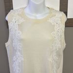 Banana Republic  Women’s Cream Merino Wool Sleeveless Appliqué Sweater Shell- Lge Photo 2