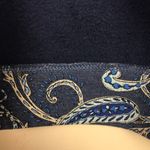 H&M  Women’s Paisley Print Blue Beige Fleece Lined Crew Neck Sweatshirt Photo 5