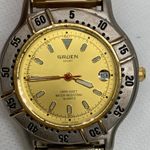 Vintage Gruen sport since 1874 date watch gold tone 37mm rotating bezel running Photo 2