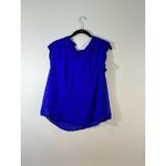 Monteau  Los Angeles bright Blue Chiffon‎ Lined Cap Sleeve Top Blouse Size L Photo 1