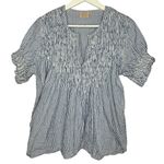 Rungolee Striped Short Sleeve Top Blouse Size Small Blue Photo 0