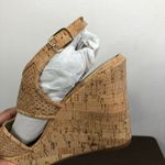 NEW VANELI Eleni Natural Cork Wedge Sandals Gold Buckle Open Toe Heels Size 11M Tan Photo 2