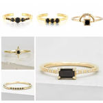 Boutique NEW‎ Yellow Gold Plated Silver Baguette Onyx Simulated Diamond Ring Sz 6 Photo 15
