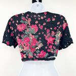 Womens Y2K‎ Resortwear Summer Dark Romantic Tie Wrap Floral Crop Top Blouse Black Size undefined Photo 3