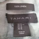 Tahari  Blue Linen Long Sleeve Button Down Top (XL) Photo 4