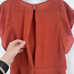 Stella & Dot Women's Crew Neck Back Zip Peplum Ruffle Blouse Orange Size Medium Photo 7