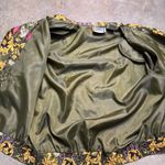 EVR Jacket Womens Small Olive Green Yellow Vintage 80s Silk Bomber Jacket Photo 3