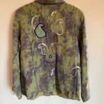 Indigo Moon Boho Embroidered Paisley Jacket M Button Front Sequins Green Size M Photo 6