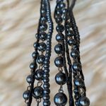 Pewter toned mixed media long statement necklace Photo 2
