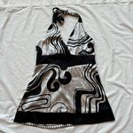 Bebe vintage black and white geometric patterned halter neck tank top crop top Photo 0