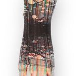 new Ostwald Helgason ➤ Edgy Silk Rip Print Dress ➤ Asymmetrical Sleeves ➤ Color Pink Size XS Photo 1