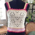 ZARA  Multicolor Heart Pattern Crochet Back Button Cotton Tank Top Photo 0