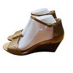 Cole Haan Gold Metallic Roalin Leather Weave Wedge Heels 9B NWOB Photo 2