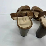 Talbots  Leather Beige Strappy Sandals Wood Block Heel size 7.5 Photo 6
