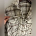 12th Tribe Beige Plaid Textured Jacket Photo 3