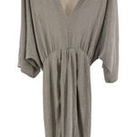 VICI Shimmering Silver Champagne midi deep V- neck slit Dress S NYE party event Photo 0